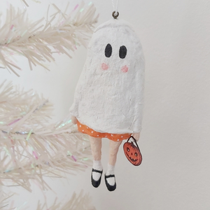 Vintage Inspired Spun Cotton Ghost Girl Ornament