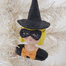 Load image into Gallery viewer, Spun cotton witch girl ornament. Pic 1 of 6. 
