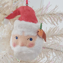 Cargar imagen en el visor de la galería, Vintage Inspired Spun Cotton Santa Ornament
