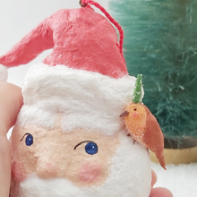 Load image into Gallery viewer, Vintage Inspired Spun Cotton Santa Ornament

