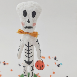 *RESERVED* Spun Cotton Halloween Skeleton Sculpture