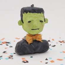 Load image into Gallery viewer, Another front view of spun cotton Frankenstein ornament. Pic 5 of 9.

