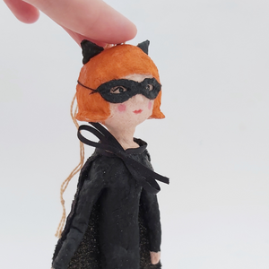 A closer view of spun cotton bat girl's face and torso. Pic 7 of 9.