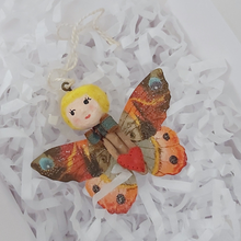 Cargar imagen en el visor de la galería, Spun cotton butterfly girl, laying in white gift box with white tissue shredding. Pic 4 of 4. 
