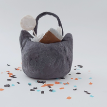 Cargar imagen en el visor de la galería, Back view of spun cotton Halloween cat bucket. Pic 5 of 5. 
