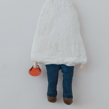 Load image into Gallery viewer, Back view of spun cotton ghost boy ornament. Pic 5 of 6. 
