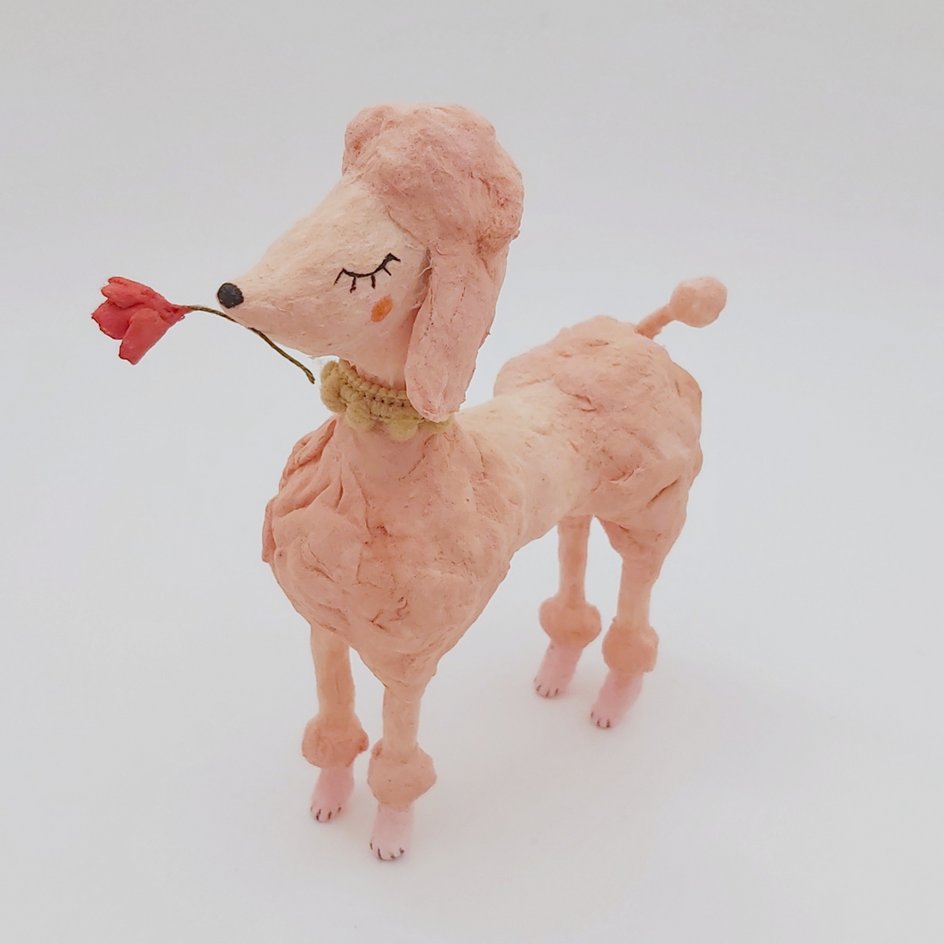 Spun cotton pink poodle sculpture. Pic 1 of 7. 