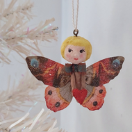 Spun cotton Valentine's Day butterfly hanging on tree. Pic 1 of 4. 