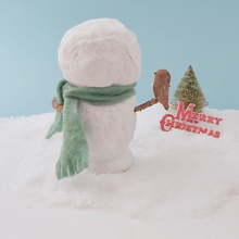 Load image into Gallery viewer, The back view of the vintage style spun cotton snowman. Pic 7 of 7. 
